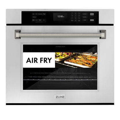 ZLINE Autograph Edition 30 in. Professional True Convection Single Wall Oven with Air Fry and Self Clean in Stainless Steel with Polished Nickel Helix Handle (WASZ-30-KPN)