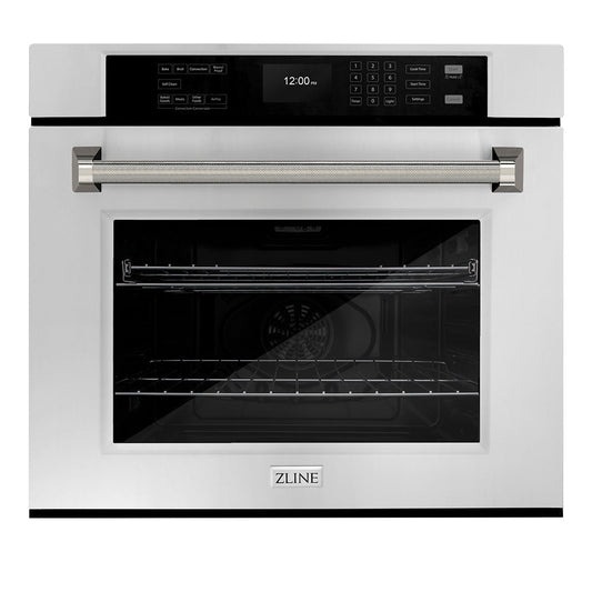 ZLINE Autograph Edition 30 in. Professional True Convection Single Wall Oven with Air Fry and Self Clean in Stainless Steel with Polished Nickel Helix Handle (WASZ-30-KPN)