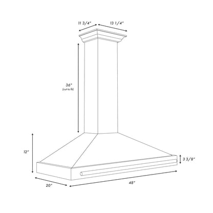 ZLINE Autograph Edition 48 in. Black Stainless Steel Wall Mount Range Hood With Champagne Bronze Handle (BSKB4Z-48-CB)