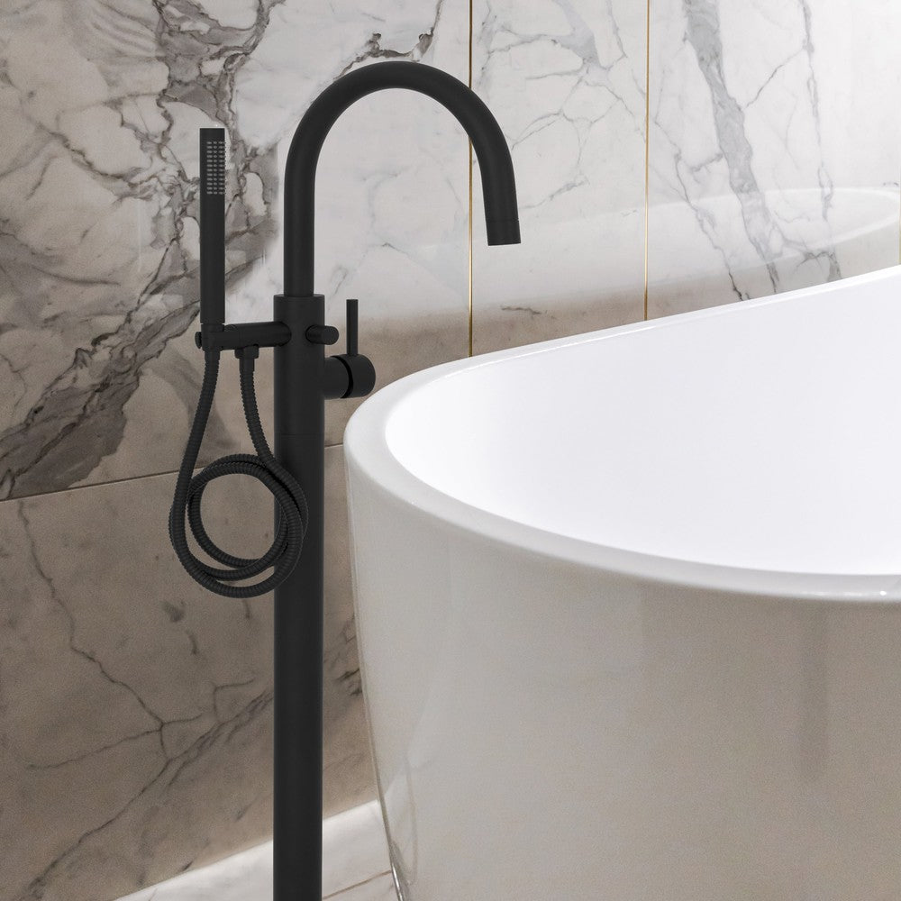 ZLINE Autograph Edition Emerald Bay Bath Tub Filler with Hand Shower in Matte Black (EMBY-BTF-MB)