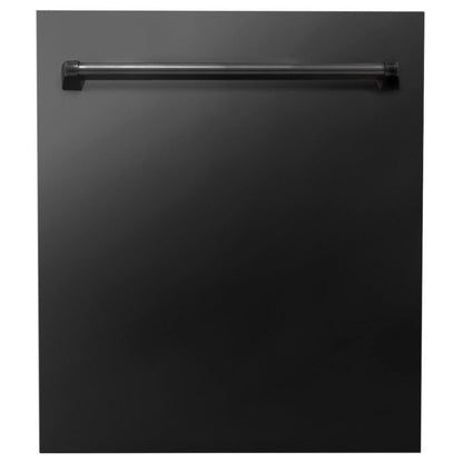 ZLINE 36 in. Kitchen Package with Black Stainless Steel Dual Fuel Range, Range Hood, Microwave Drawer and Dishwasher (4KP-RABRH36-MWDW)