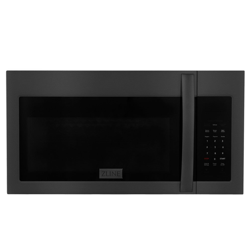 ZLINE Kitchen Package with 30 in. Black Stainless Steel Rangetop, 30 in. Over The Range Microwave with Modern Handle and Double Wall Oven (3KP-RTBOTR30-AWD)