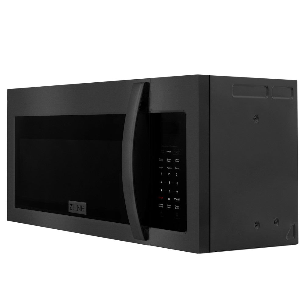 ZLINE Kitchen Package with 30 in. Black Stainless Steel Rangetop, 30 in. Over The Range Microwave with Modern Handle and Double Wall Oven (3KP-RTBOTR30-AWD)