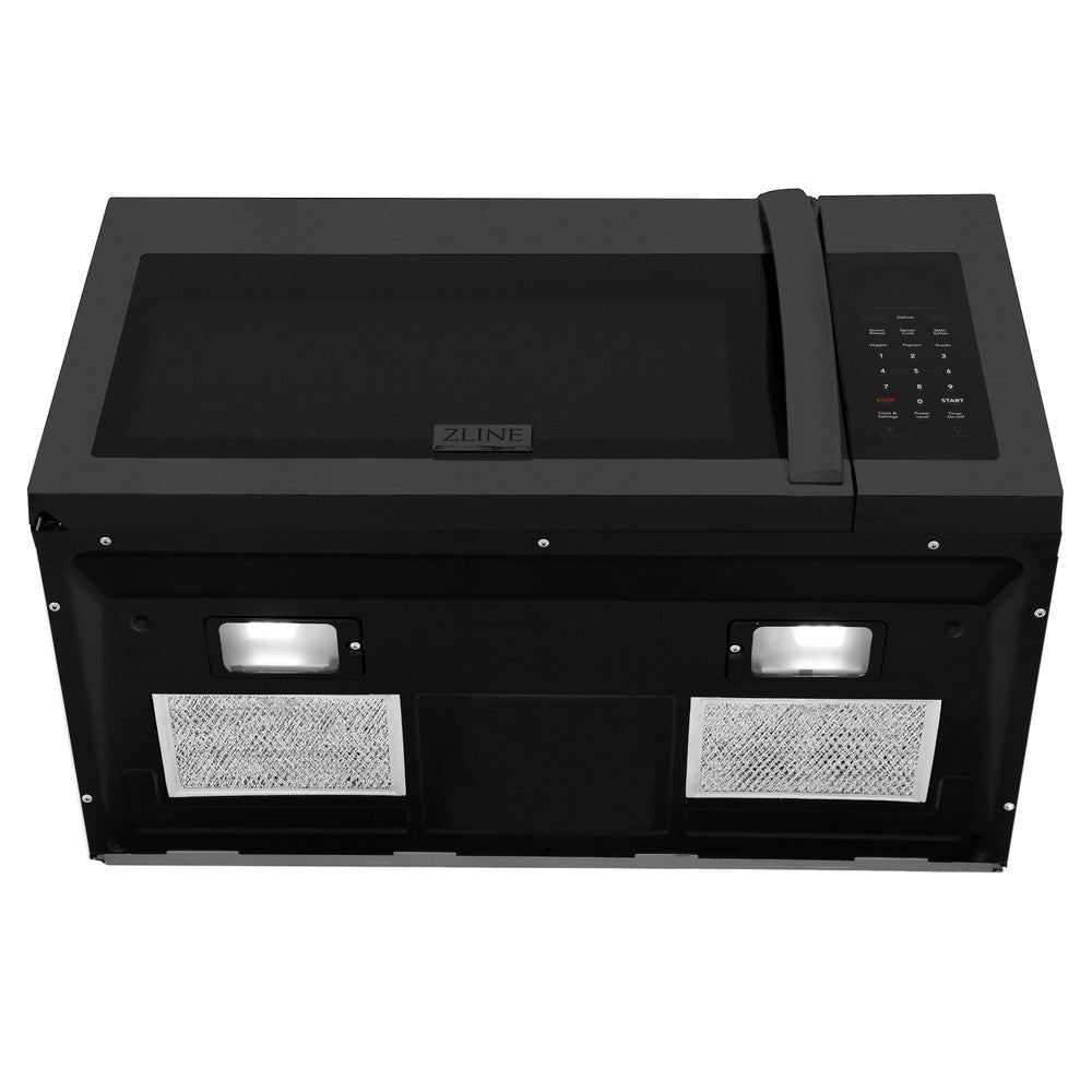 ZLINE Kitchen Package with 30 in. Black Stainless Steel Rangetop, 30 in. Over The Range Microwave with Modern Handle and Double Wall Oven (3KP-RTBOTR30-AWD)