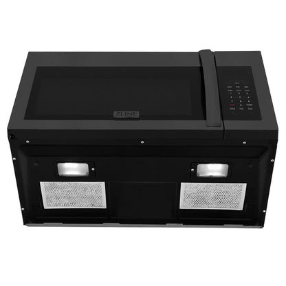 ZLINE Kitchen Package with 30 in. Black Stainless Steel Rangetop, 30 in. Over The Range Microwave with Modern Handle and Double Wall Oven (3KP-RTBOTR30-AWD)