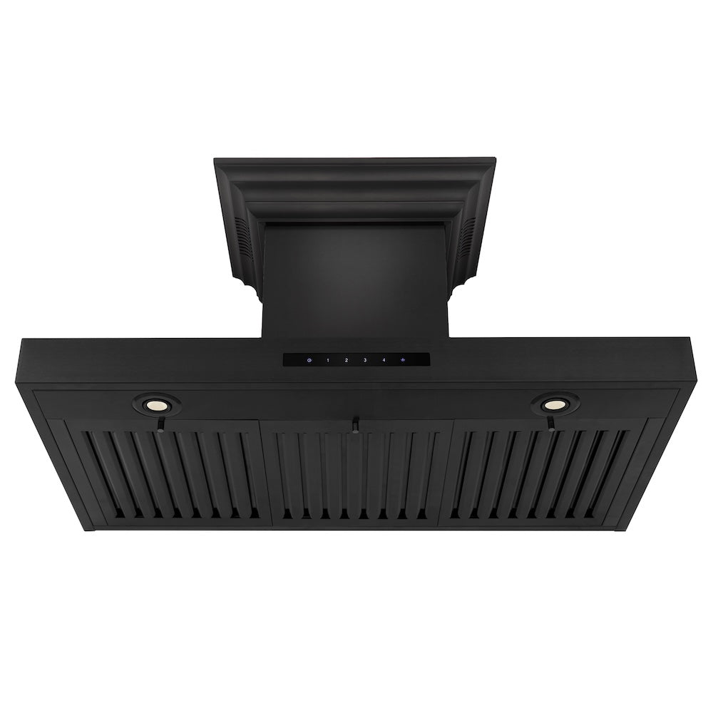 ZLINE 36 in. CrownSound™ Ducted Vent Wall Mount Range Hood in Black Stainless Steel with Built-in Bluetooth Speakers (BSKENCRN-BT-36)