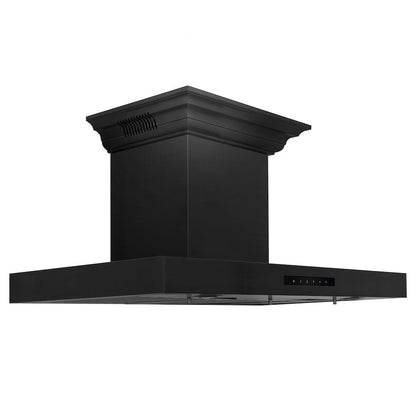 ZLINE 36 in. CrownSound™ Ducted Vent Wall Mount Range Hood in Black Stainless Steel with Built-in Bluetooth Speakers (BSKENCRN-BT-36)