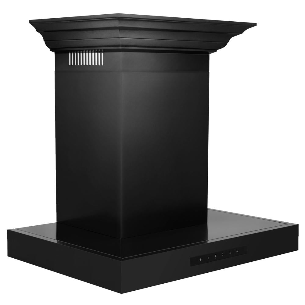 ZLINE 36 in. Convertible Vent Wall Mount Range Hood in Black Stainless Steel with Crown Molding (BSKENCRN-36)