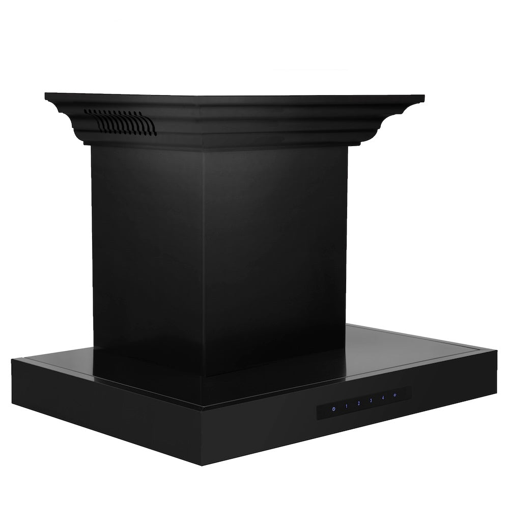 ZLINE 24 in. CrownSound™ Ducted Vent Wall Mount Range Hood in Black Stainless Steel with Built-in Bluetooth Speakers (BSKENCRN-BT-24)