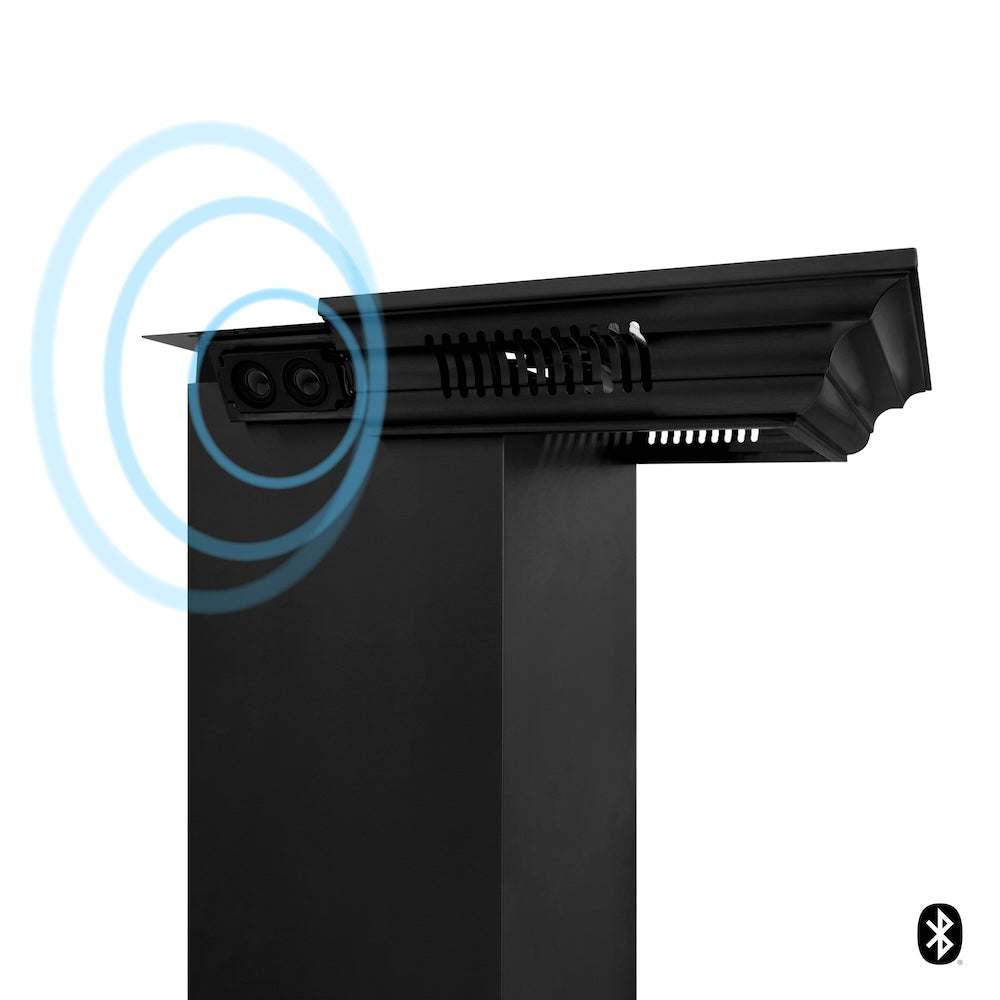 ZLINE 24 in. CrownSound™ Ducted Vent Wall Mount Range Hood in Black Stainless Steel with Built-in Bluetooth Speakers (BSKENCRN-BT-24)