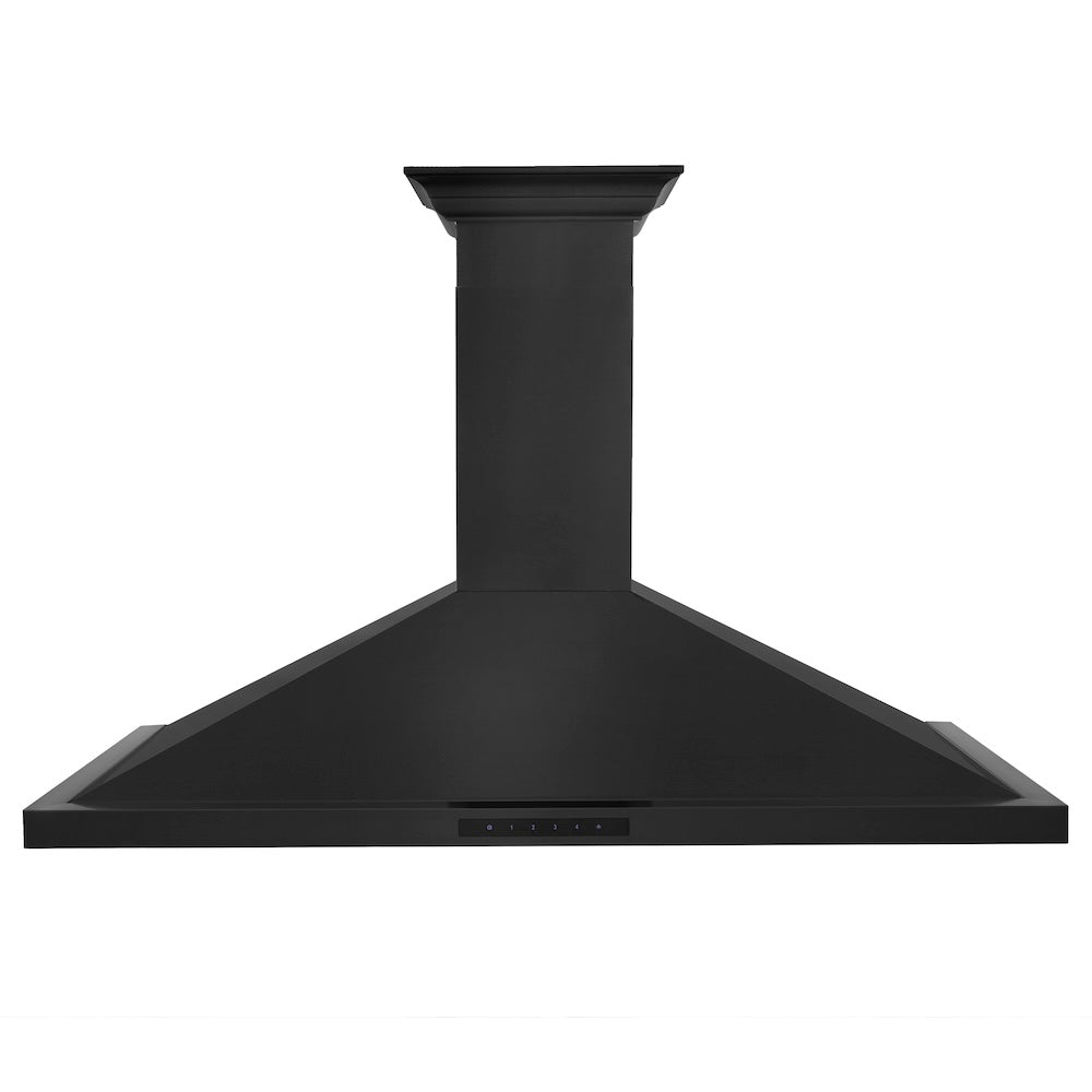 ZLINE 48 in. Convertible Vent Wall Mount Range Hood in Black Stainless Steel with Crown Molding (BSKBNCRN-48)
