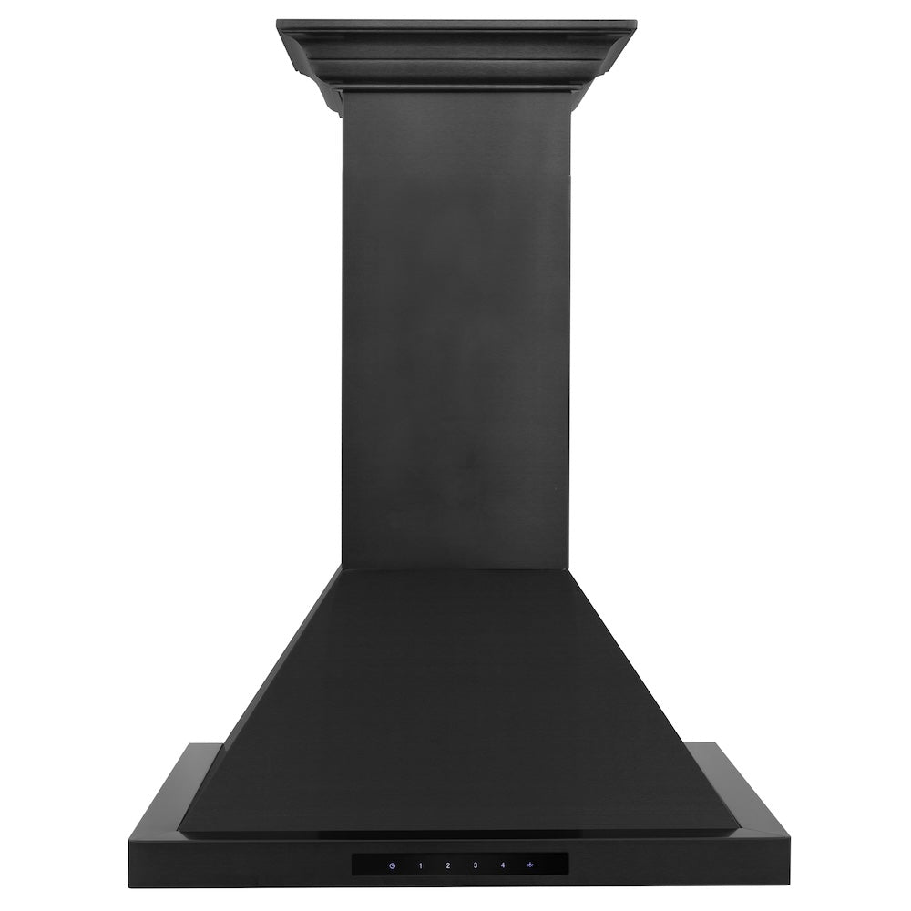 ZLINE 24 in. Convertible Vent Wall Mount Range Hood in Black Stainless Steel with Crown Molding (BSKBNCRN-24)