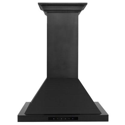 ZLINE 24 in. Convertible Vent Wall Mount Range Hood in Black Stainless Steel with Crown Molding (BSKBNCRN-24)