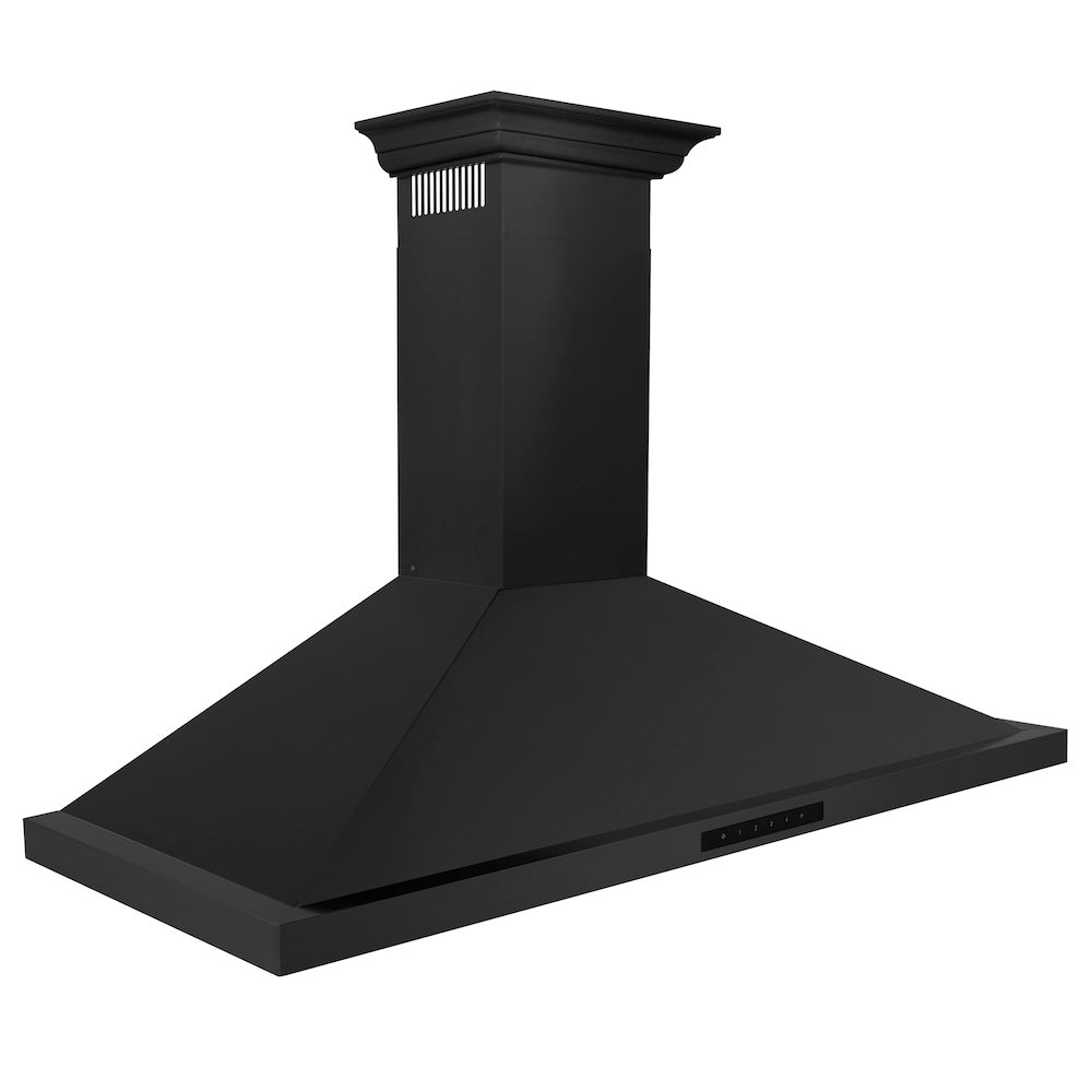 ZLINE 48 in. Convertible Vent Wall Mount Range Hood in Black Stainless Steel with Crown Molding (BSKBNCRN-48)