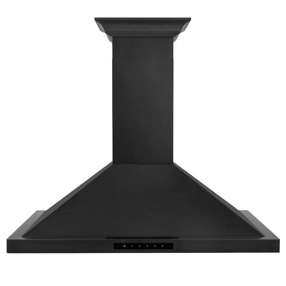 ZLINE 36 in. Convertible Vent Wall Mount Range Hood in Black Stainless Steel with Crown Molding (BSKBNCRN-36)