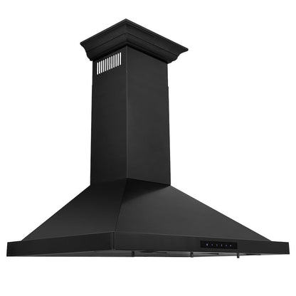 ZLINE 36 in. Convertible Vent Wall Mount Range Hood in Black Stainless Steel with Crown Molding (BSKBNCRN-36)