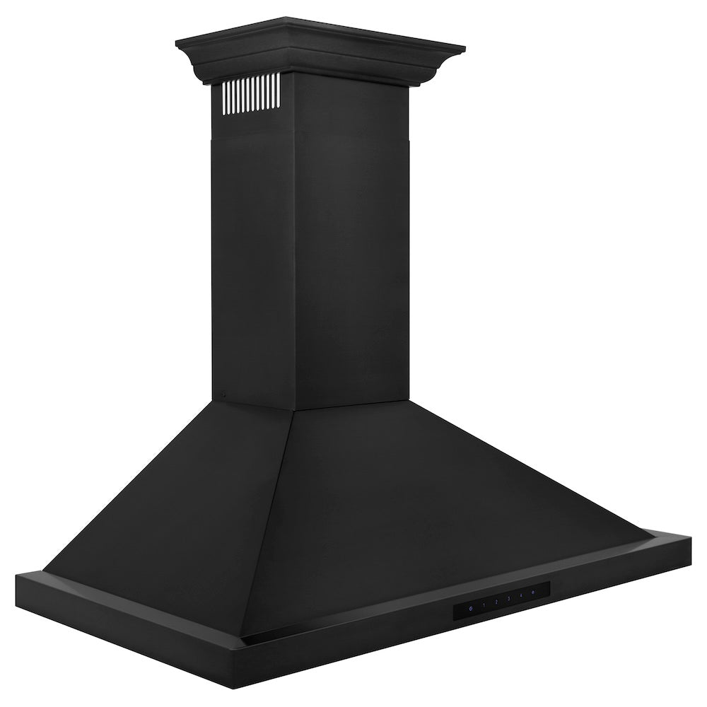 ZLINE 36 in. Convertible Vent Wall Mount Range Hood in Black Stainless Steel with Crown Molding (BSKBNCRN-36)