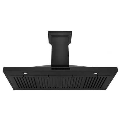 ZLINE 48 in. Convertible Vent Wall Mount Range Hood in Black Stainless Steel with Crown Molding (BSKBNCRN-48)