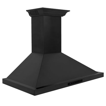 ZLINE 36 in. CrownSound™ Ducted Vent Wall Mount Range Hood in Black Stainless Steel with Built-in Bluetooth Speakers (BSKBNCRN-BT-36)