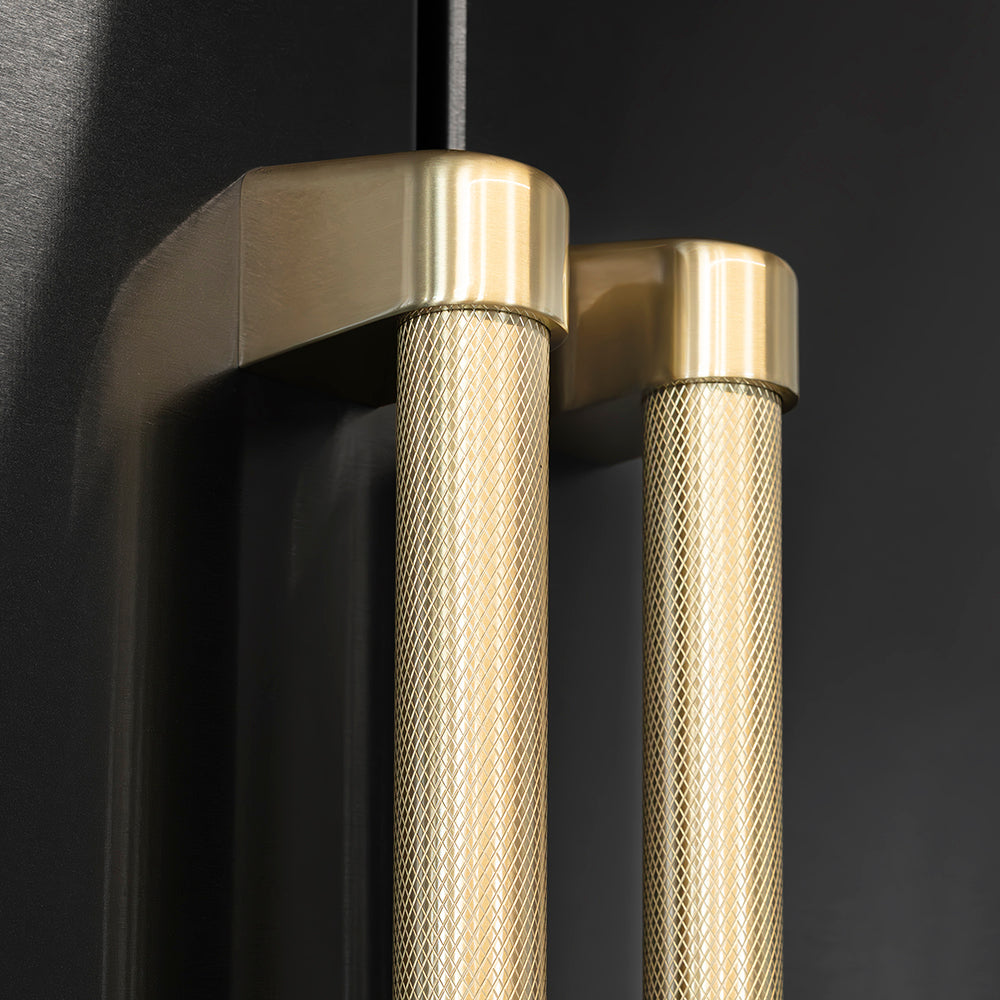 ZLINE Autograph Edition 36 in. 22.5 cu. ft. Counter-Depth French Door Refrigerator with Ice Maker in Fingerprint-Resistant Black Stainless Steel and Champagne Bronze Helix Handles (RFMZ-36-BS-KCB)