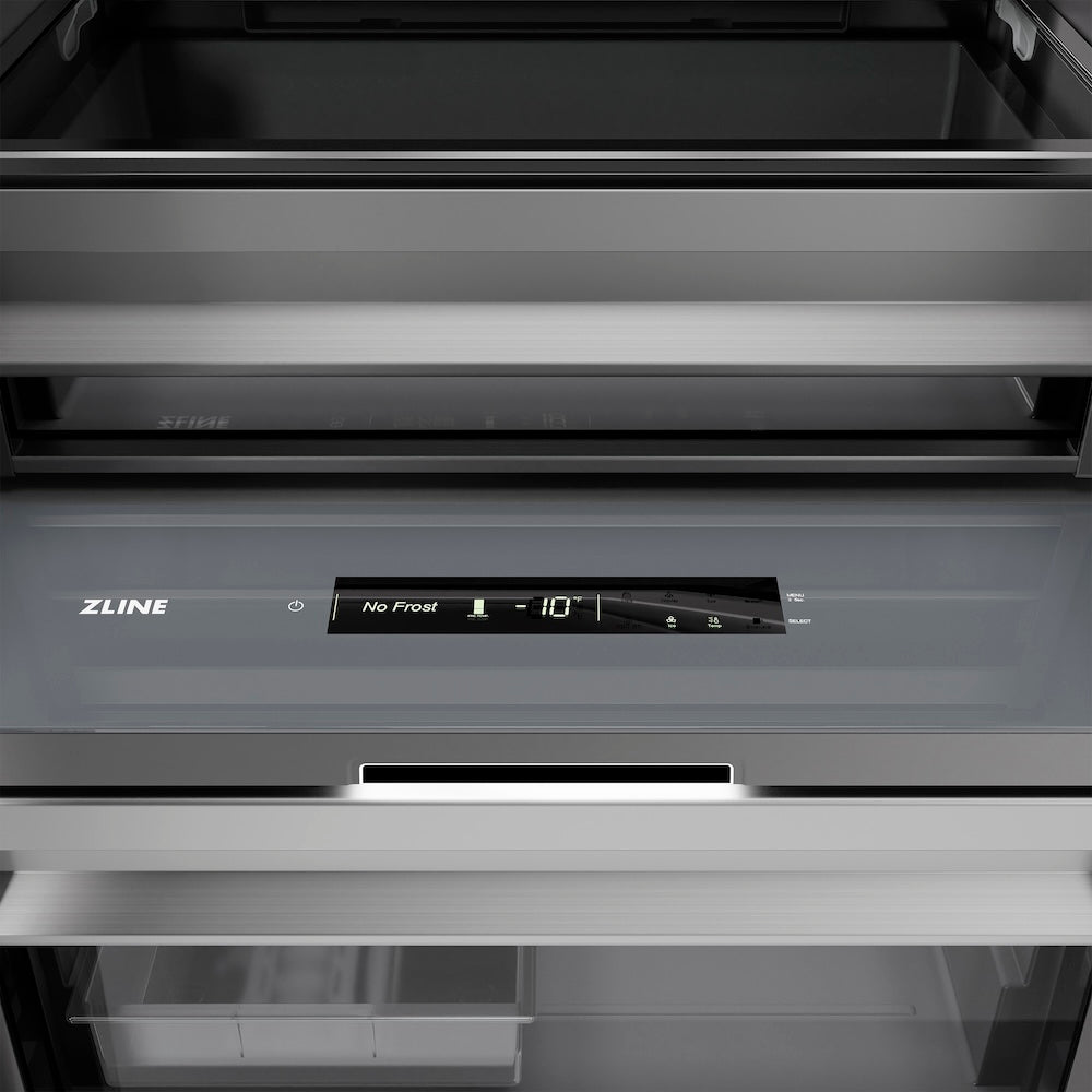 ZLINE 24 in. 12.4 cu. ft. Column Freezer in Black Stainless Steel with Graphite Gray Interior (RCFV-BS-24)