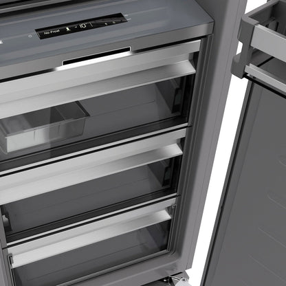 ZLINE Autograph Edition 18 in. 8.6 cu. ft. Right Hinge Column Freezer in Black Stainless Steel with Graphite Gray Interior and Polished Gold Accents (RCFVRZ-BS-18-G)