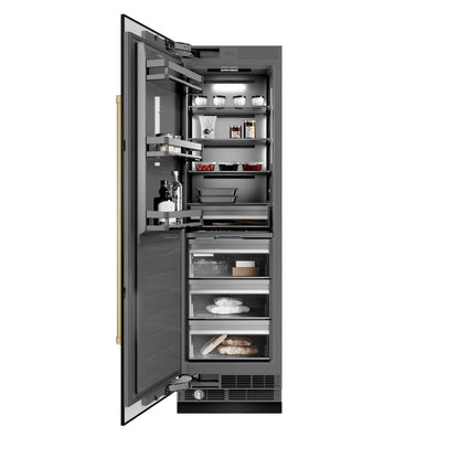 ZLINE Autograph Edition 24 in. 12.4 cu. ft. Column Freezer in Black Stainless Steel with Graphite Gray Interior and Champagne Bronze Accents (RCFVZ-BS-24-CB)