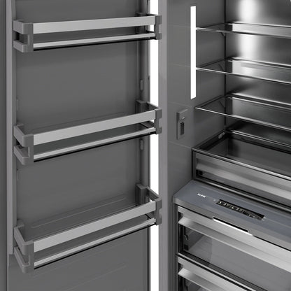 ZLINE 24 in. 12.5 cu. ft. Column Refrigerator in Black Stainless Steel with Graphite Gray Interior (RCRV-BS-24)