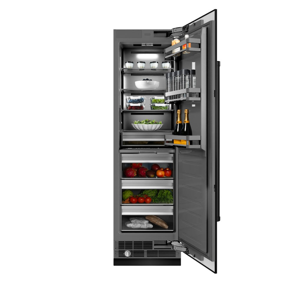 ZLINE 24 in. 12.5 cu. ft. Column Refrigerator in Black Stainless Steel with Graphite Gray Interior (RCRV-BS-24)