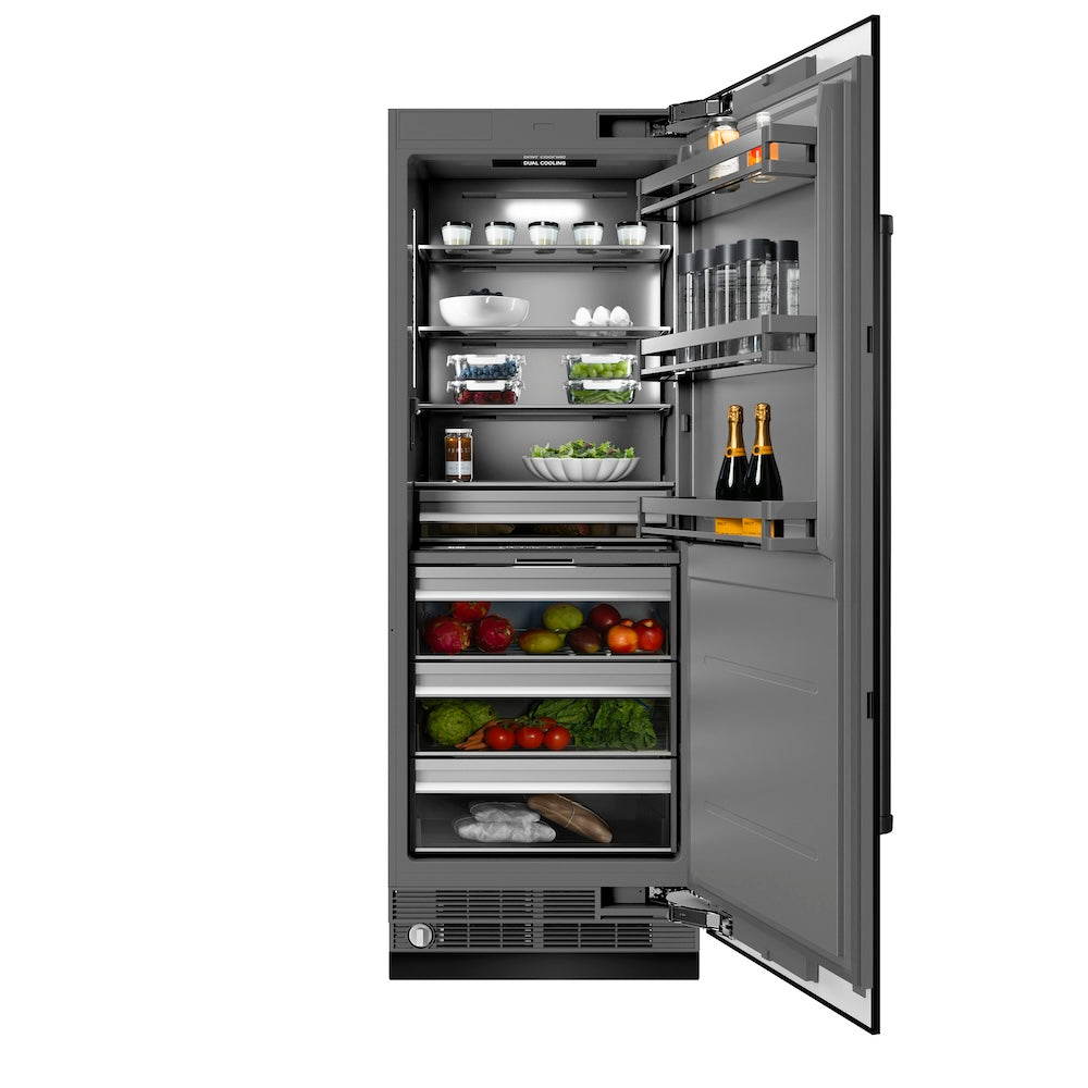 ZLINE 30 in. 16.7 cu. ft. Column Refrigerator in Black Stainless Steel with Graphite Gray Interior (RCRV-BS-30)