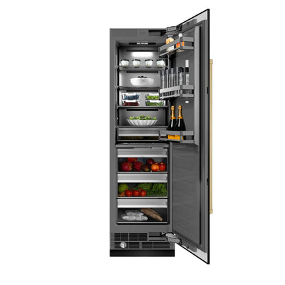 ZLINE Autograph Edition 24 in. 12.5 cu. ft. Column Refrigerator in Black Stainless Steel with Graphite Gray Interior and Champagne Bronze Accents (RCRVZ-BS-24-CB)