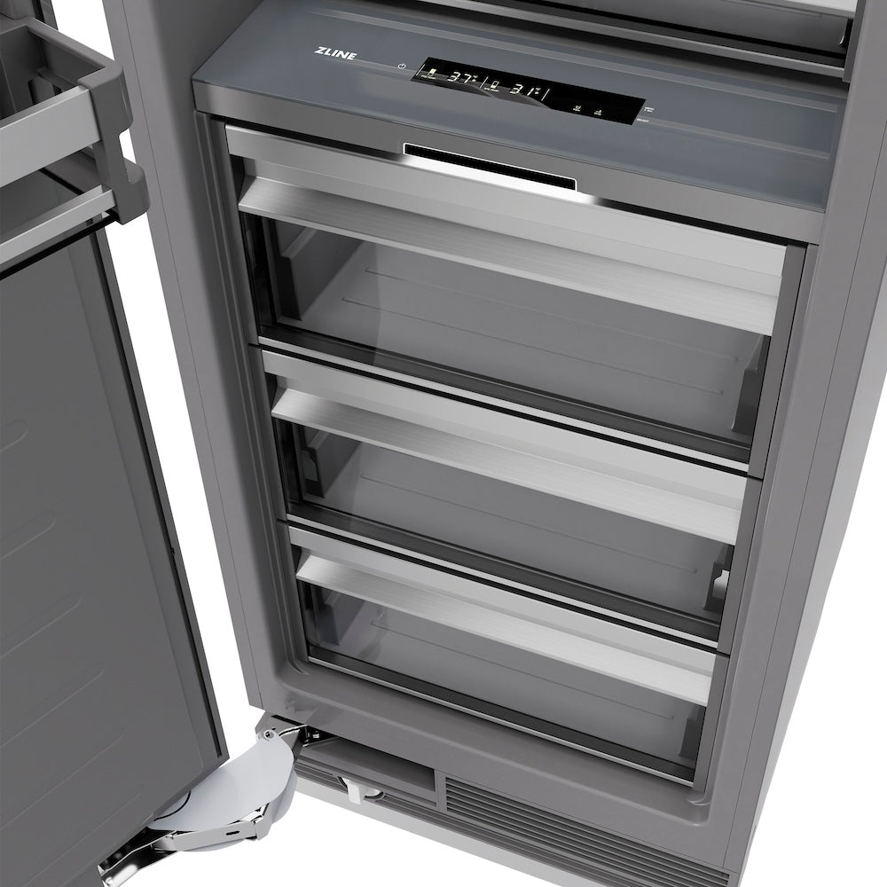 ZLINE Autograph Edition 30 in. 16.7 cu. ft. Column Refrigerator in Black Stainless Steel with Graphite Gray Interior and Polished Gold Accents (RCRVZ-BS-30-G)