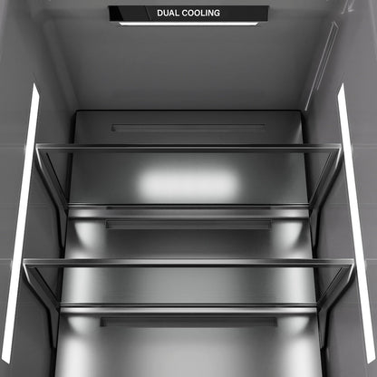 ZLINE Autograph Edition 30 in. 16.7 cu. ft. Column Refrigerator in Black Stainless Steel with Graphite Gray Interior and Polished Gold Accents (RCRVZ-BS-30-G)