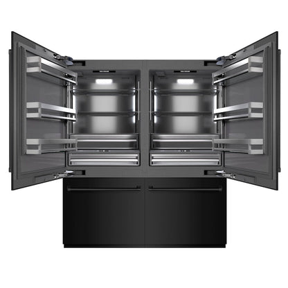 ZLINE 72 in. 39.6 cu. ft. French Door Built-In Bottom Freezer Refrigerator with Water Dispensers and Ice Makers in Black Stainless Steel with Graphite Gray Interior (GRBIT-BS-72)