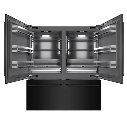 ZLINE 72 in. 39.6 cu. ft. French Door Built-In Bottom Freezer Refrigerator with Water Dispensers and Ice Makers in Black Stainless Steel with Graphite Gray Interior (GRBIT-BS-72)