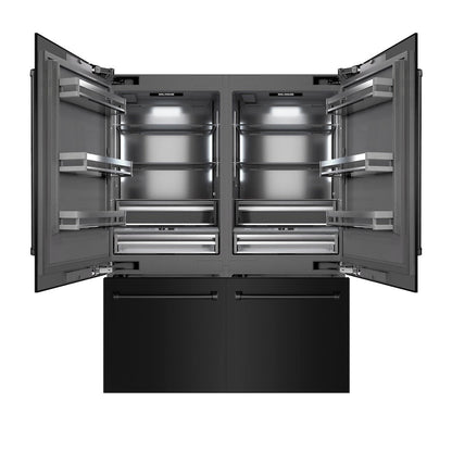 ZLINE 60 in. 32.2 cu. ft. French Door Built-In Bottom Freezer Refrigerator with Water Dispensers and Ice Makers in Black Stainless Steel with Graphite Gray Interior (GRBIV-BS-60)