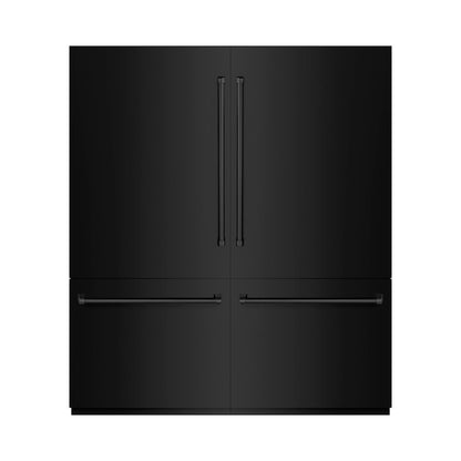 ZLINE 72 in. 39.6 cu. ft. French Door Built-In Bottom Freezer Refrigerator with Water Dispensers and Ice Makers in Black Stainless Steel (RBIT-BS-72)