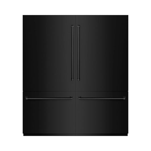 ZLINE 72 in. 39.6 cu. ft. French Door Built-In Bottom Freezer Refrigerator with Water Dispensers and Ice Makers in Black Stainless Steel (RBIT-BS-72)
