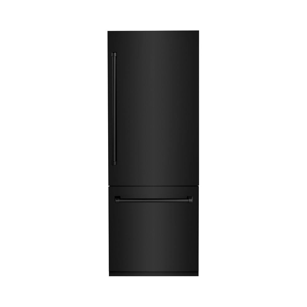 ZLINE 30 in. 16.1 cu. ft. Built-In Bottom Freezer Refrigerator with Water Dispenser and Ice Maker in Black Stainless Steel (RBIV-BS-30)