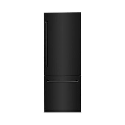 ZLINE 30 in. 16.1 cu. ft. Built-In Bottom Freezer Refrigerator with Water Dispenser and Ice Maker in Black Stainless Steel (RBIV-BS-30)