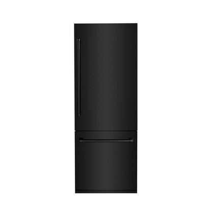 ZLINE 30 in. 16.1 cu. ft. Built-In Bottom Freezer Refrigerator with Water Dispenser and Ice Maker in Black Stainless Steel (RBIV-BS-30)