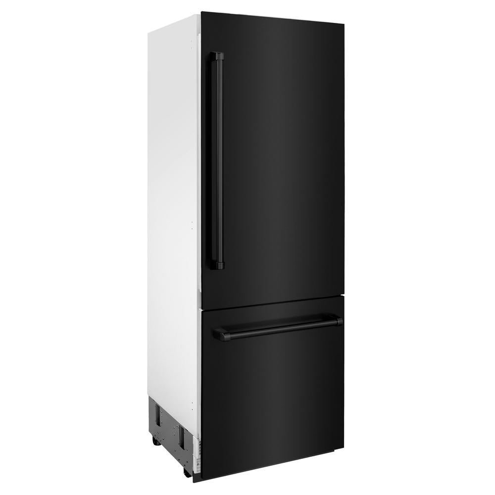 ZLINE 30 in. 16.1 cu. ft. Built-In Bottom Freezer Refrigerator with Water Dispenser and Ice Maker in Black Stainless Steel (RBIV-BS-30)