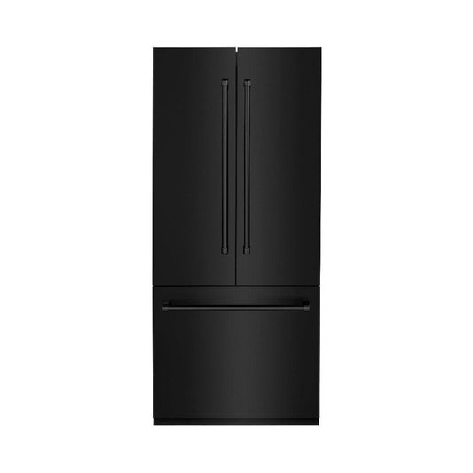 ZLINE 36 in. 19.6 cu. ft. French Door Built-In Bottom Freezer Refrigerator with Water Dispenser and Ice Maker in Black Stainless Steel (RBIV-BS-36)