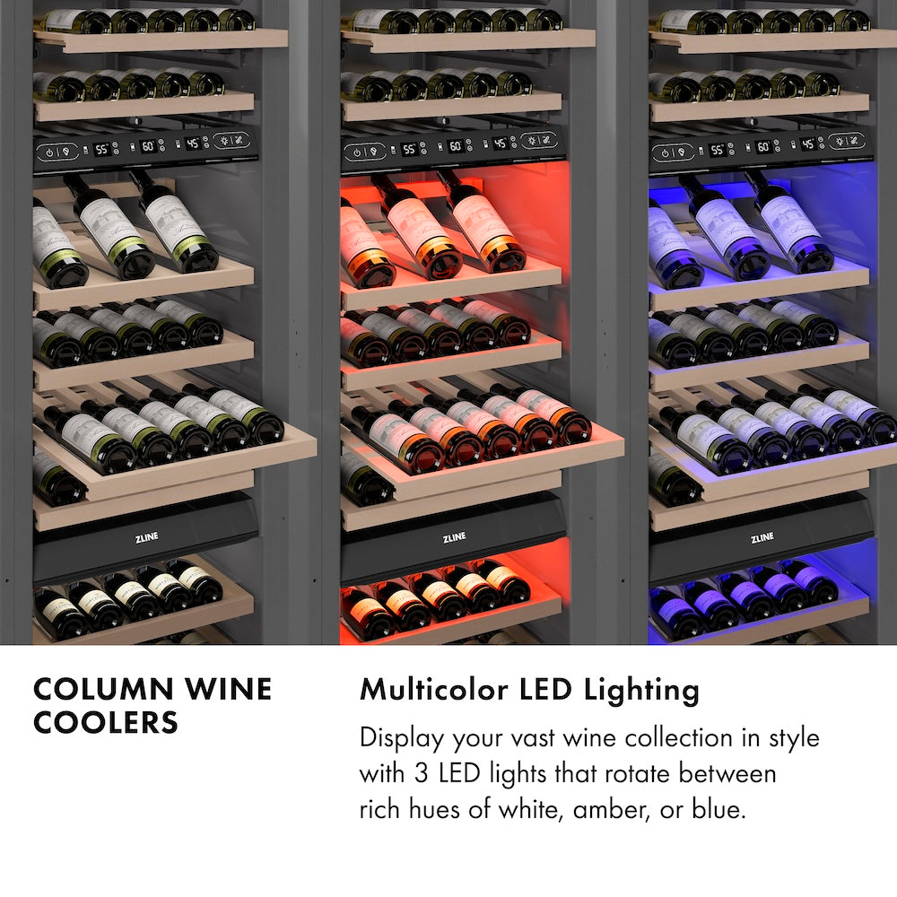 ZLINE 24 in. 12.4 cu. ft. Triple Zone 100 Bottle Panel Ready Column Wine Cooler (RBCWV-24)