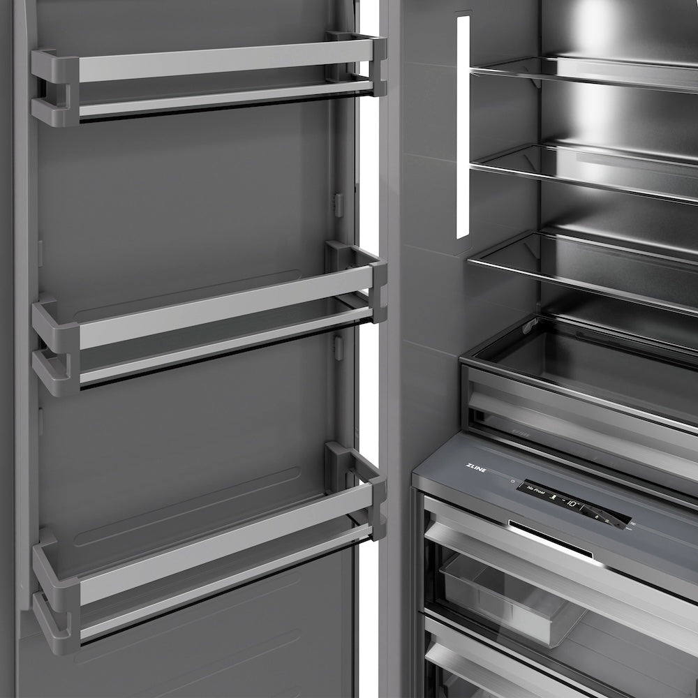 ZLINE Autograph Edition 18 in. 8.6 cu. ft. Panel Ready Left Hinge Column Freezer with Graphite Gray Interior and Champagne Bronze Accents (RBCFVLZ-18-CB)