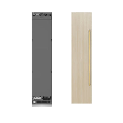 ZLINE Autograph Edition 18 in. 8.6 cu. ft. Panel Ready Left Hinge Column Freezer with Graphite Gray Interior and Polished Gold Accents (RBCFVLZ-18-G)
