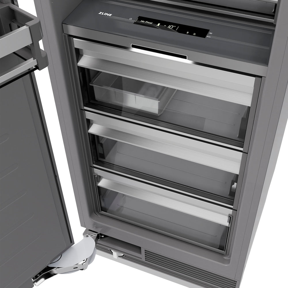 ZLINE Autograph Edition 18 in. 8.6 cu. ft. Panel Ready Left Hinge Column Freezer with Graphite Gray Interior and Matte Black Accents (RBCFVLZ-18-MB)
