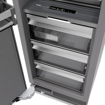 ZLINE Autograph Edition 18 in. 8.6 cu. ft. Panel Ready Left Hinge Column Freezer with Graphite Gray Interior and Matte Black Accents (RBCFVLZ-18-MB)