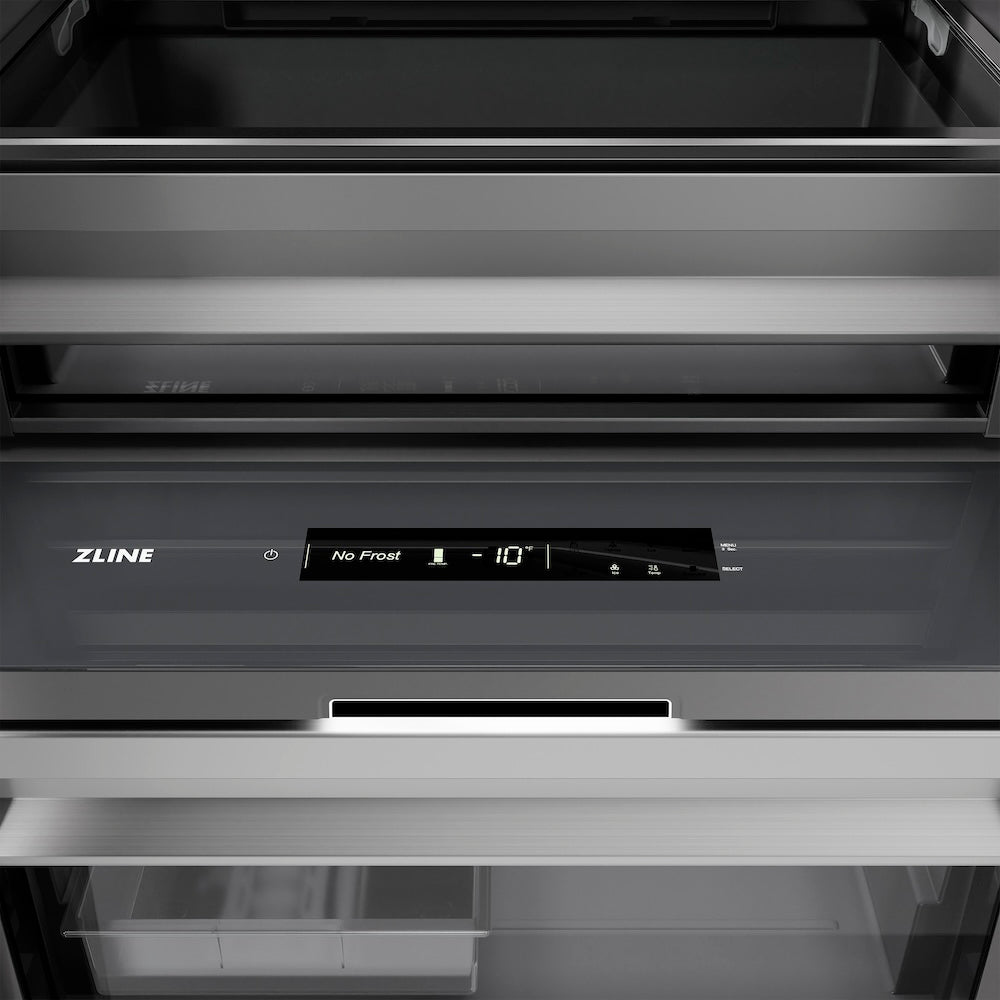 ZLINE Autograph Edition 18 in. 8.6 cu. ft. Panel Ready Left Hinge Column Freezer with Graphite Gray Interior and Matte Black Accents (RBCFVLZ-18-MB)