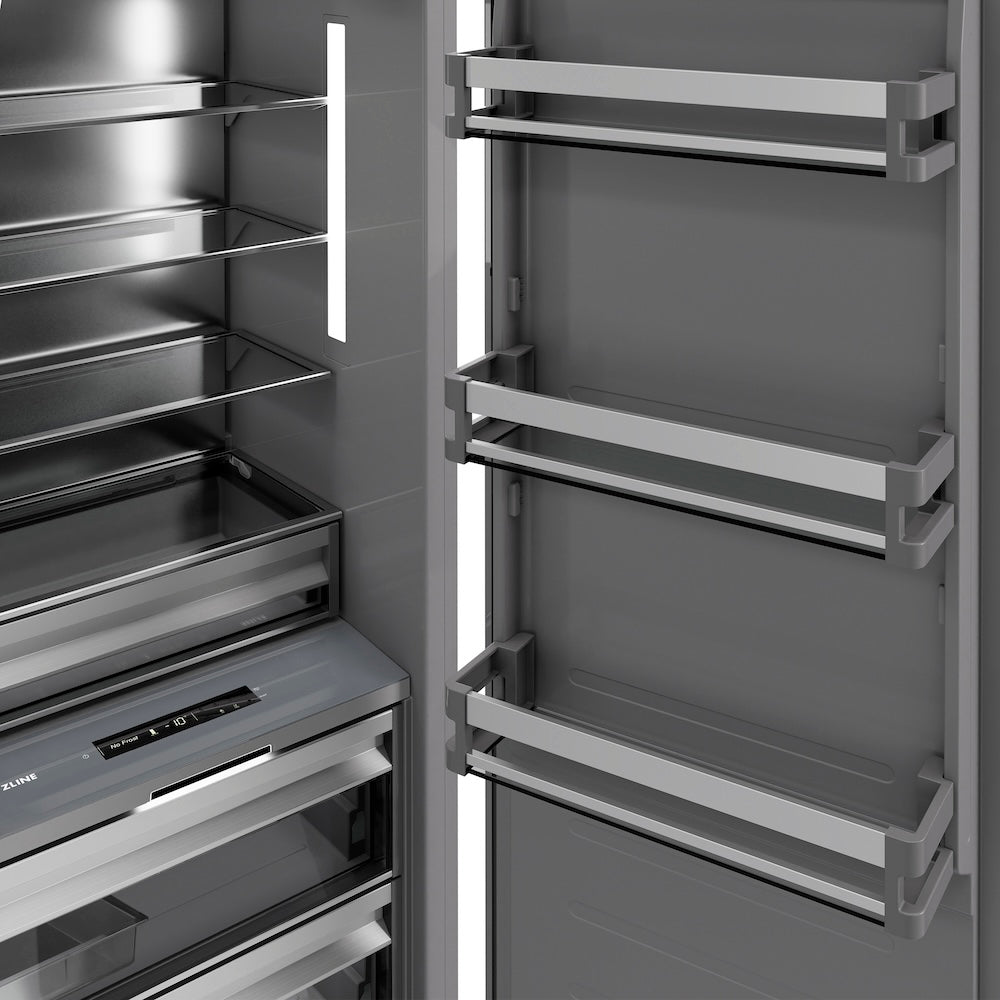 ZLINE 18 in. 8.6 cu. ft. Panel Ready Right Hinge Column Freezer with Graphite Gray Interior (RBCFVR-18)